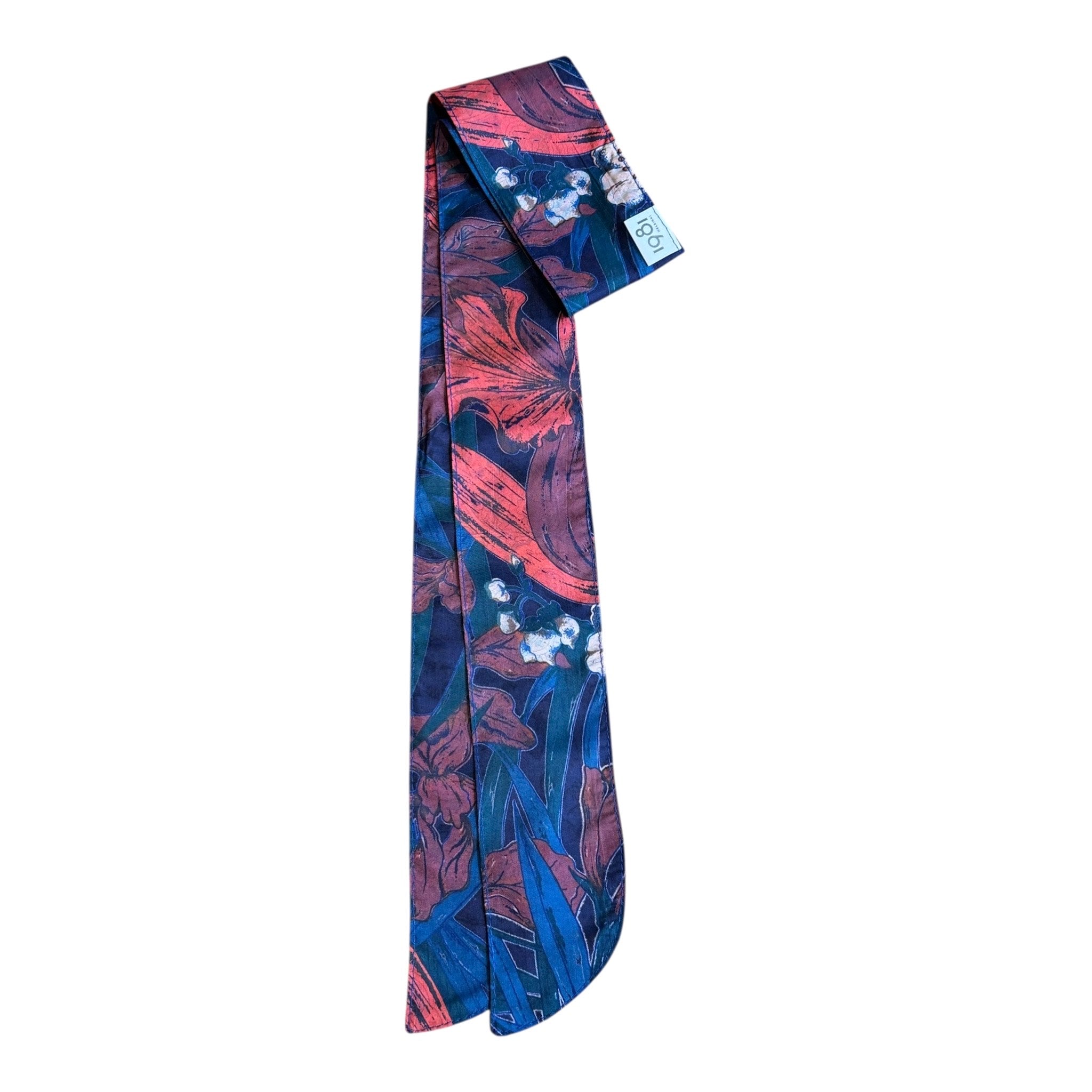 Floral-patterned tie on a white background